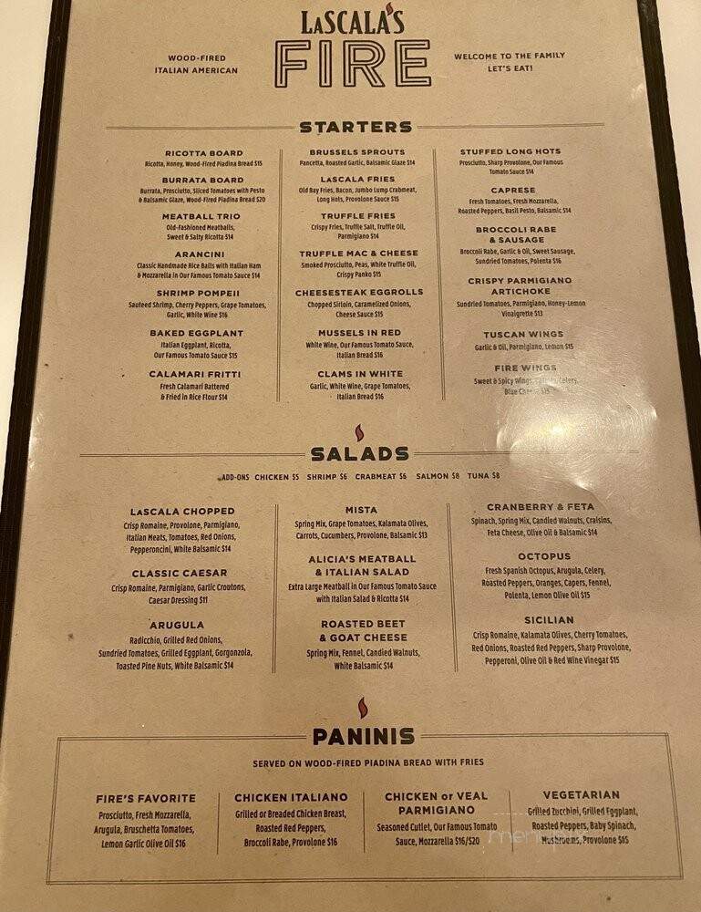 LaScala's Fire - Villanova, PA menu_pic