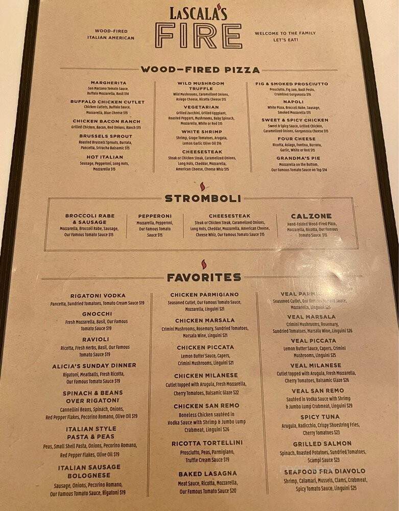 LaScala's Fire - Villanova, PA menu_pic