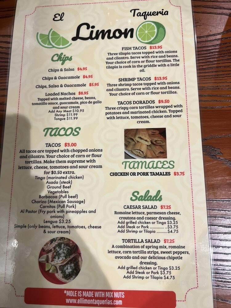 El Limon Mexican Taqueria - Phoenixville, PA menu_pic
