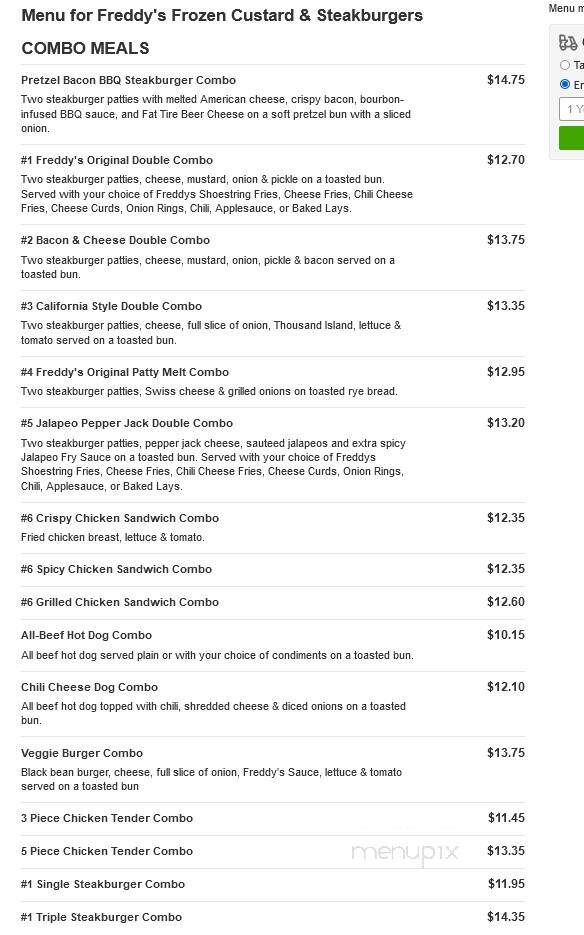Freddy's Frozen Custard & Steakburgers - Sioux Falls, SD menu_pic
