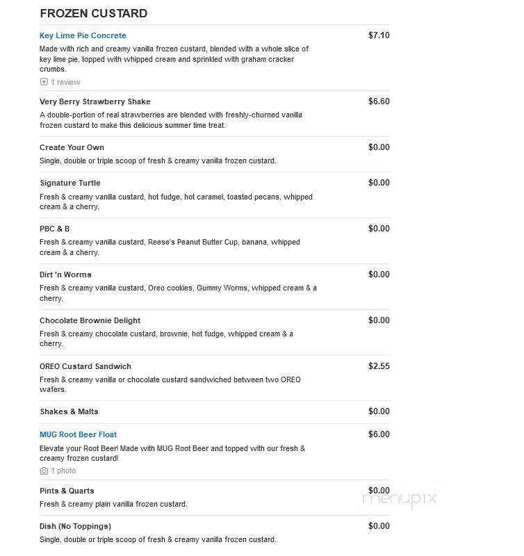 Freddy's Frozen Custard & Steakburgers - Sioux Falls, SD menu_pic