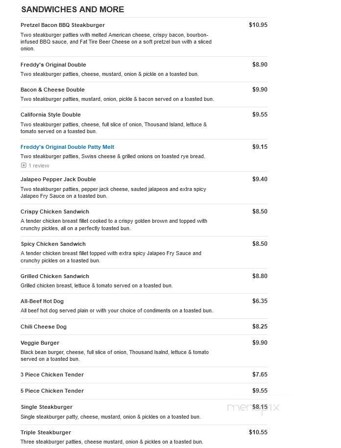 Freddy's Frozen Custard & Steakburgers - Sioux Falls, SD menu_pic