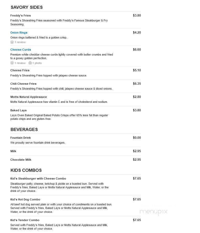 Freddy's Frozen Custard & Steakburgers - Sioux Falls, SD menu_pic