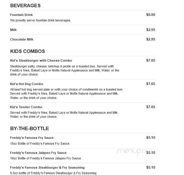 Freddy's Frozen Custard & Steakburgers - Sioux Falls, SD menu_pic