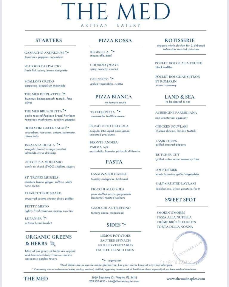 The Med - Naples, FL menu_pic