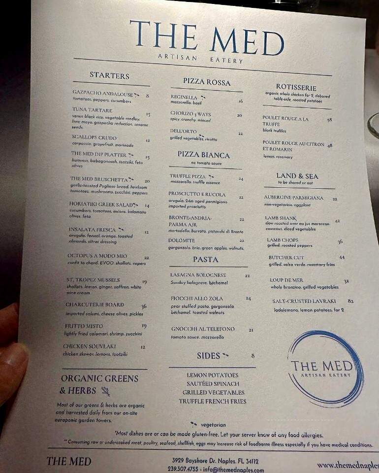 The Med - Naples, FL menu_pic