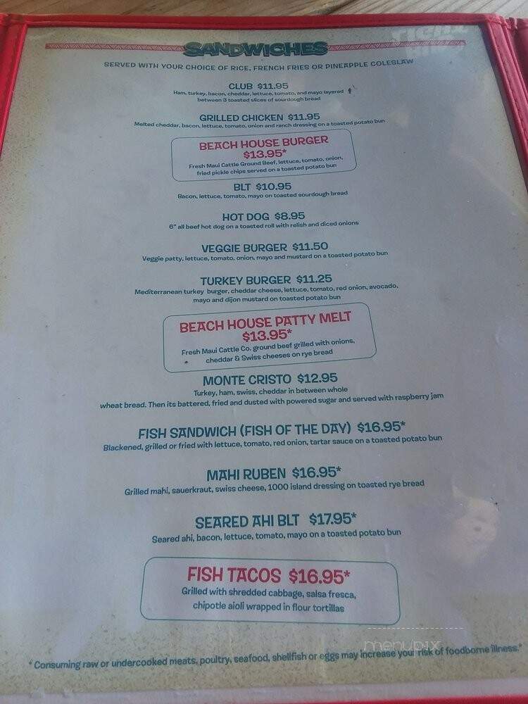 The Beach House Bar & Grill - Lahaina, HI menu_pic
