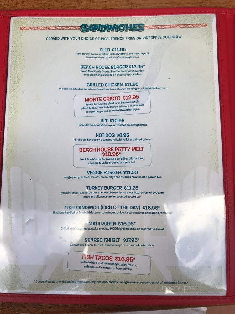 The Beach House Bar & Grill - Lahaina, HI menu_pic