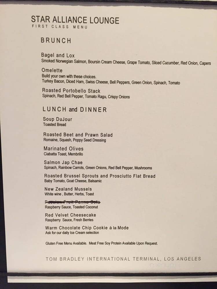 Star Alliance Lounge - Los Angeles, CA menu_pic
