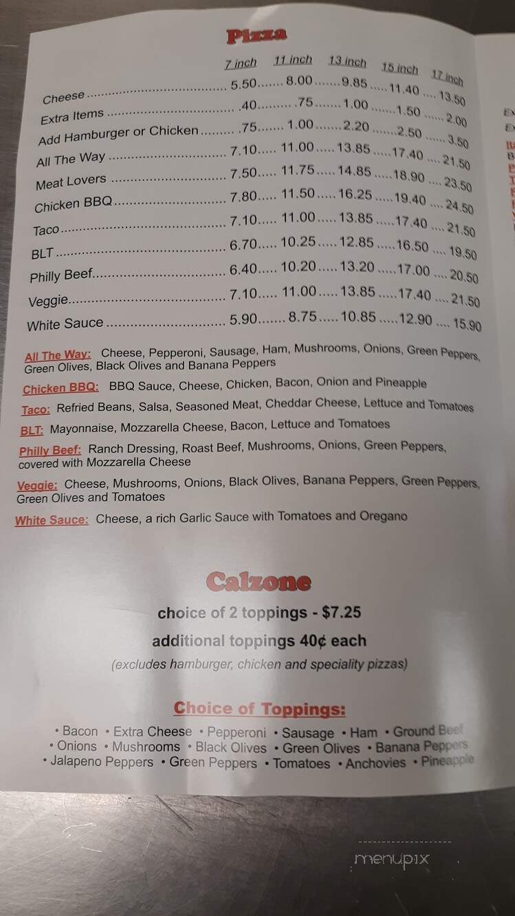 Debra's Pizza - Newark, OH menu_pic