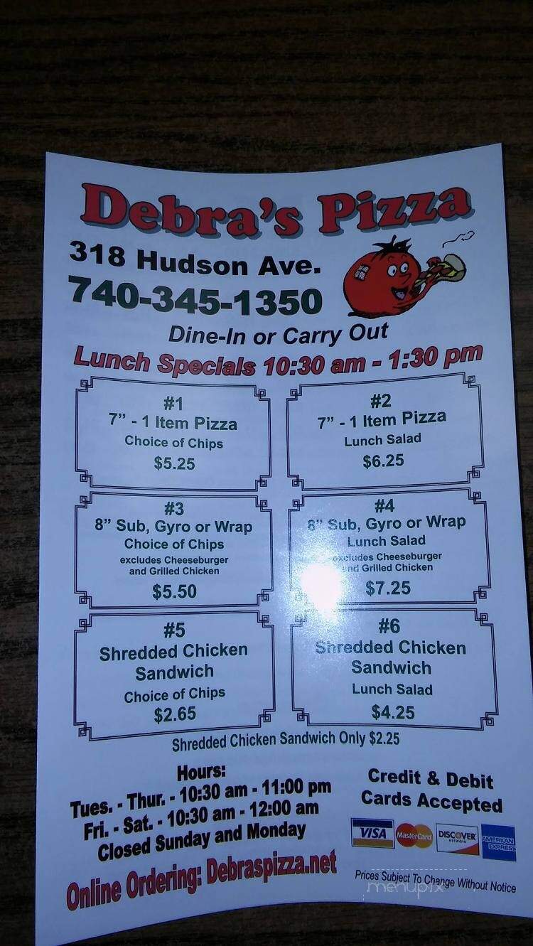 Debra's Pizza - Newark, OH menu_pic