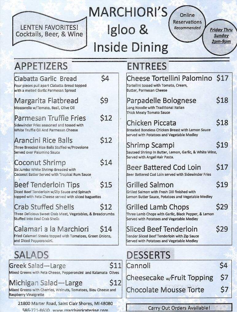 Marchiori Catering - St Clair Shores, MI menu_pic