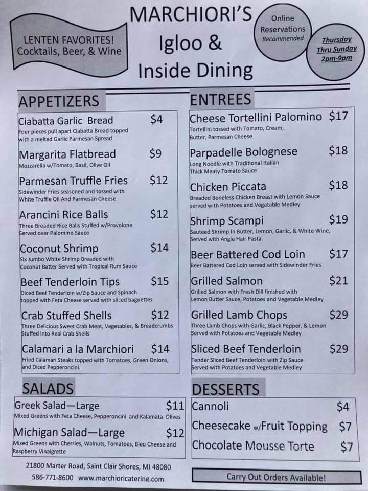 Marchiori Catering - St Clair Shores, MI menu_pic