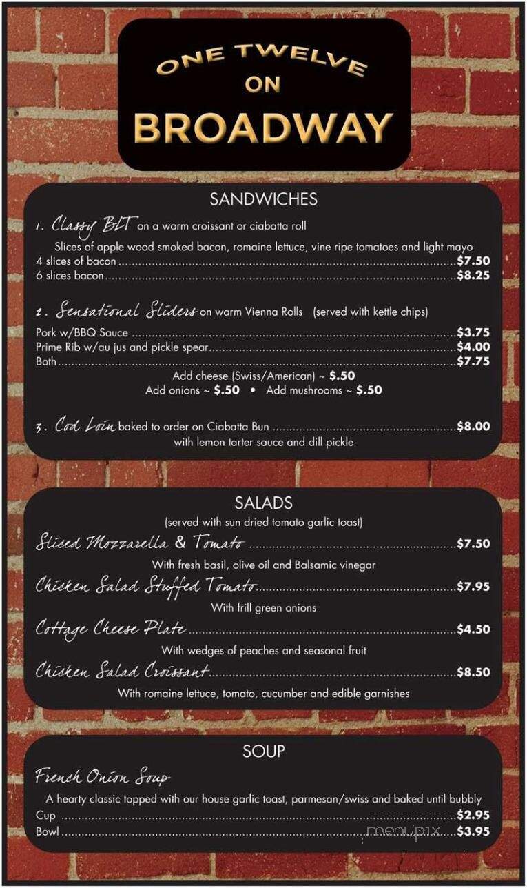 The 112 on Broadway - Albert Lea, MN menu_pic