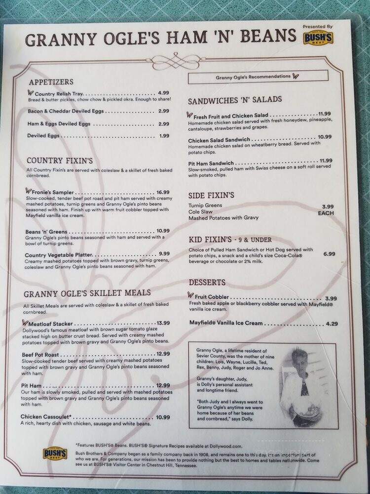 Granny Ogle's Ham n' Beans - Pigeon Forge, TN menu_pic