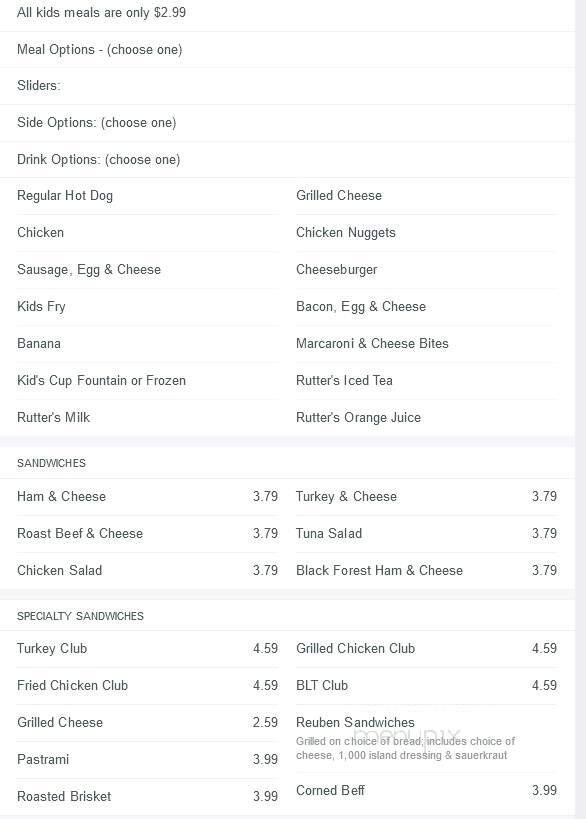Rutter's - East Berlin, PA menu_pic