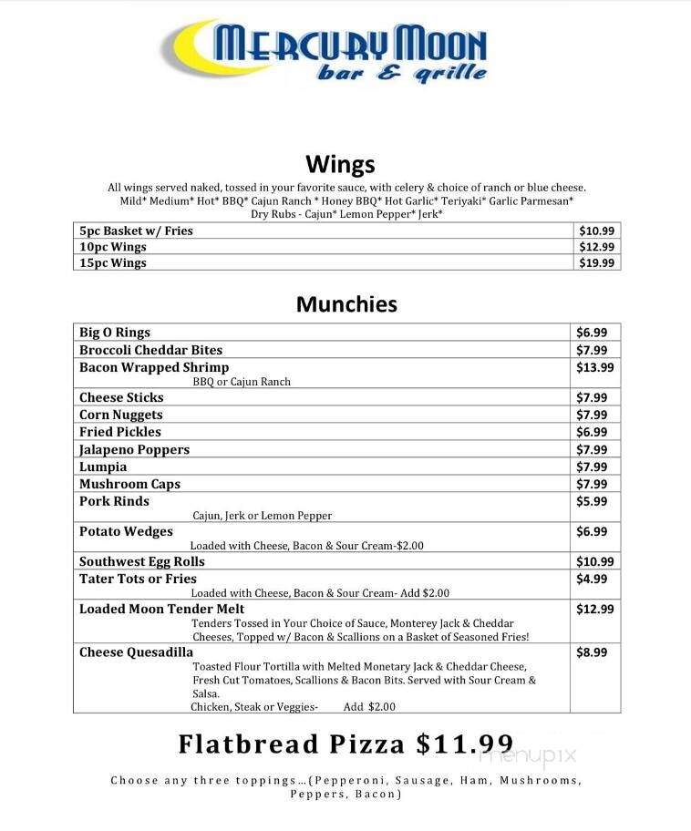 Mercury Moon Grill & Bar - Orange Park, FL menu_pic