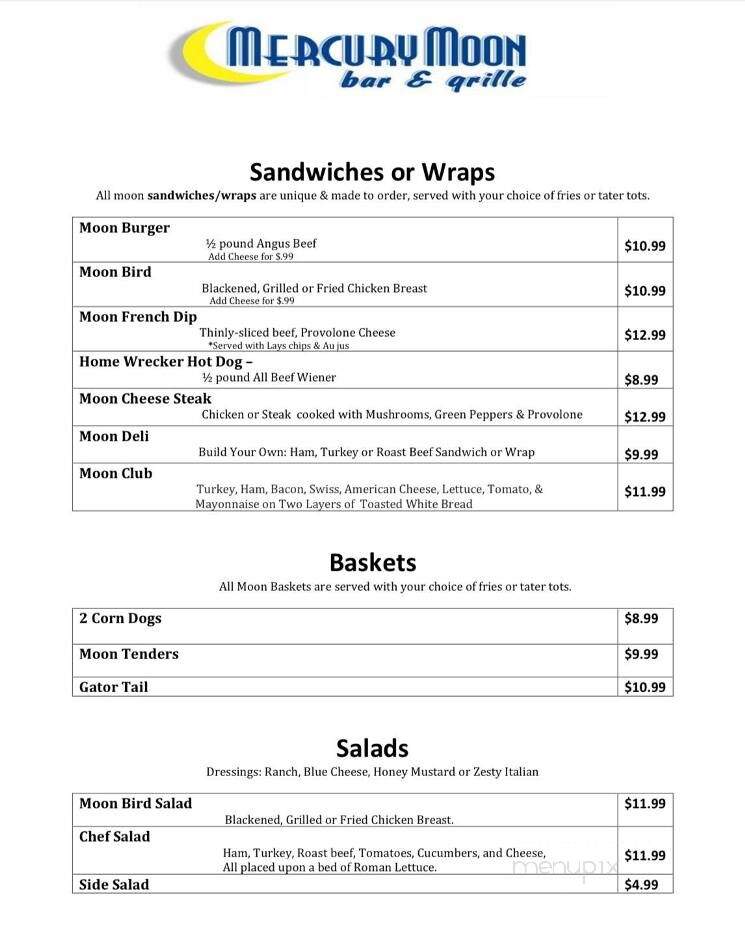 Mercury Moon Grill & Bar - Orange Park, FL menu_pic