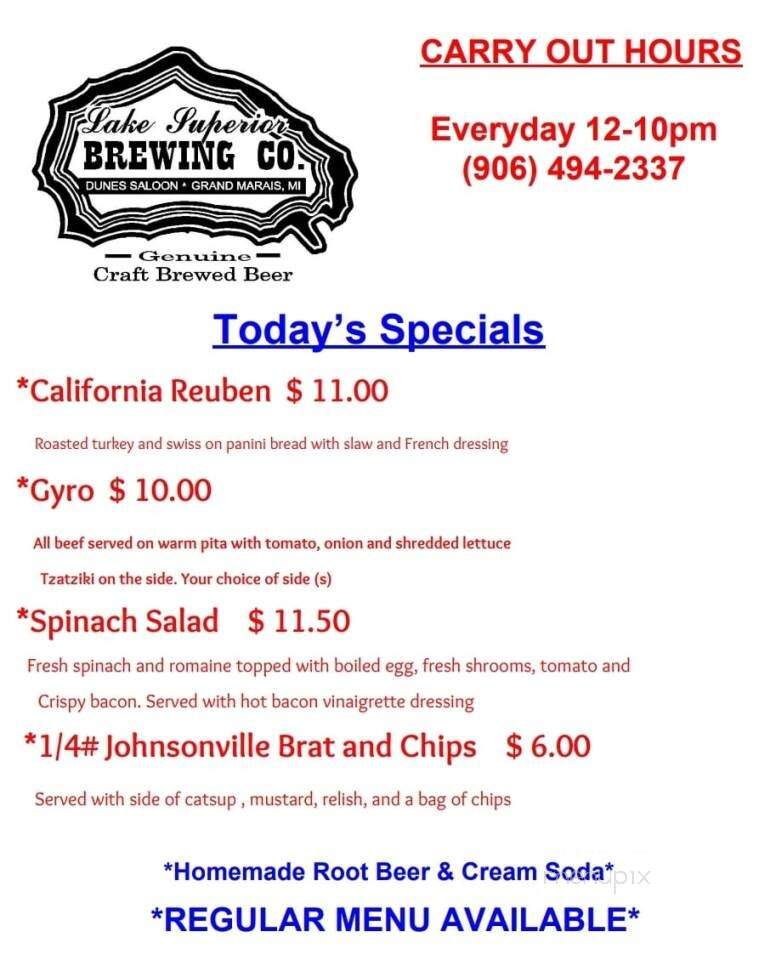 Lake Superior Brewing Co - Grand Marais, MI menu_pic