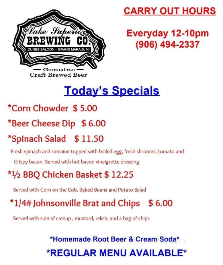 Lake Superior Brewing Co - Grand Marais, MI menu_pic