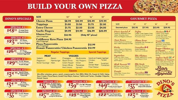 Dino's Pizza - Charlottetown, PE menu_pic