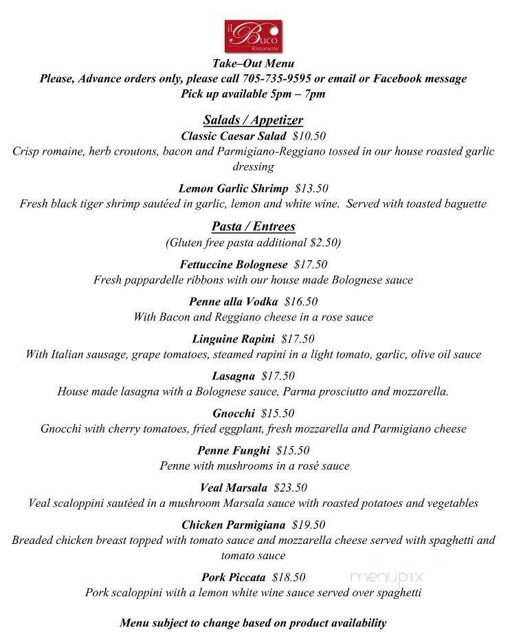 Il Buco Ristorante - Barrie, ON menu_pic