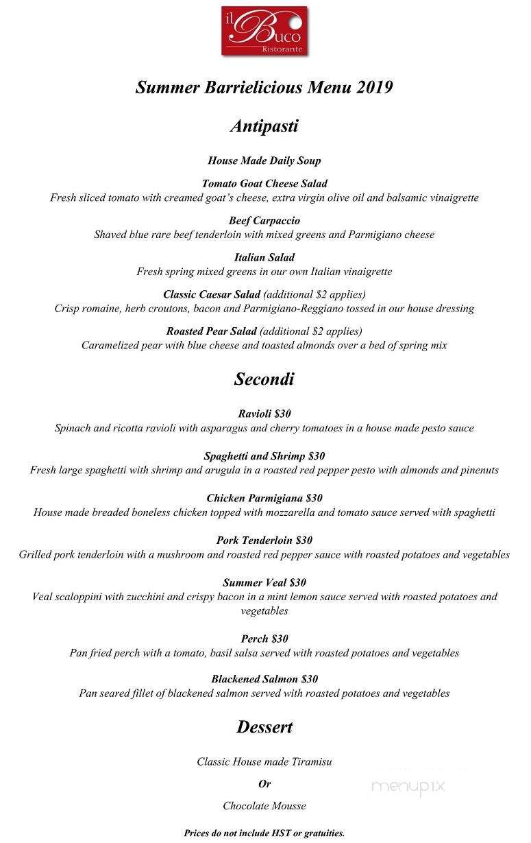 Il Buco Ristorante - Barrie, ON menu_pic