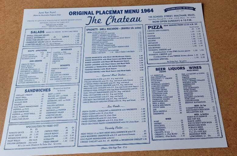 Chateau Restaurant Of Norton - Norton, MA menu_pic
