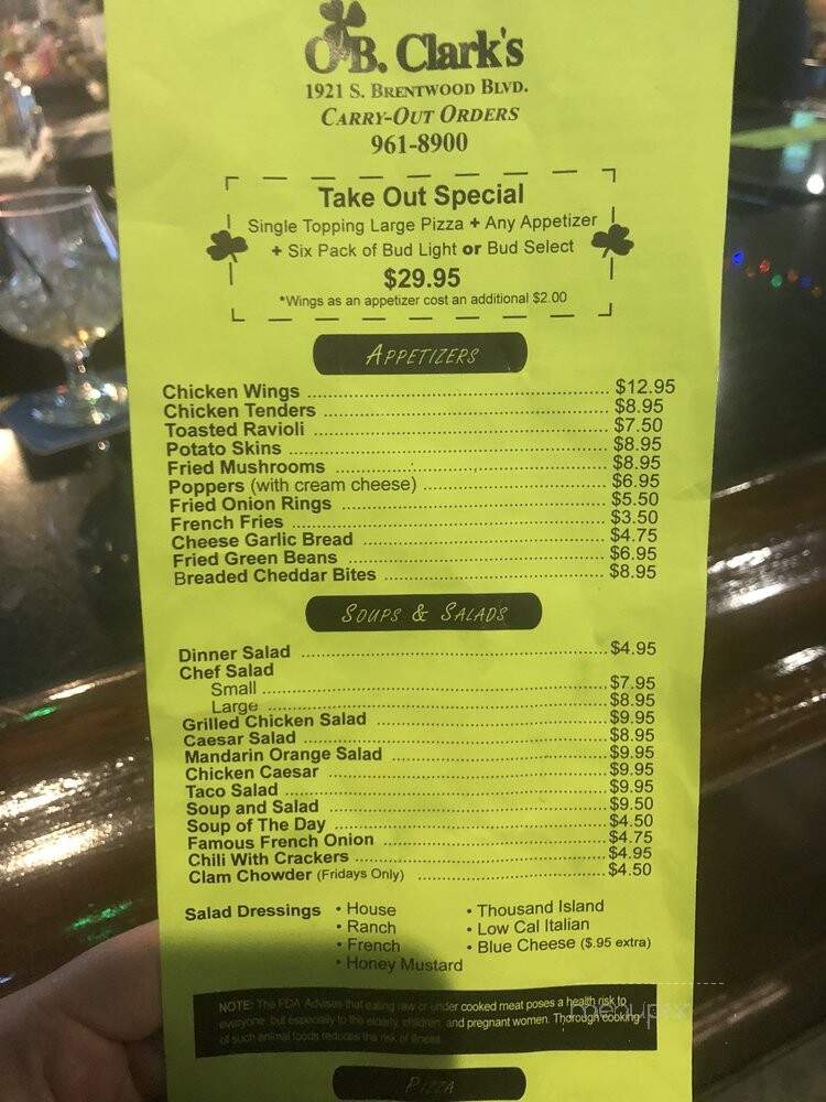 O B Clark's - Saint Louis, MO menu_pic