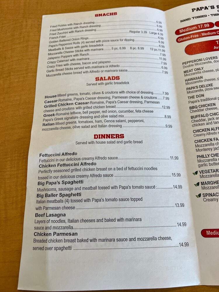 Papa's Pizza - Galveston, TX menu_pic