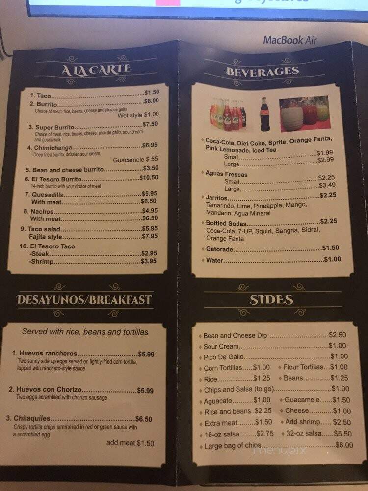 El Tesoro Mazatlan - Vallejo, CA menu_pic
