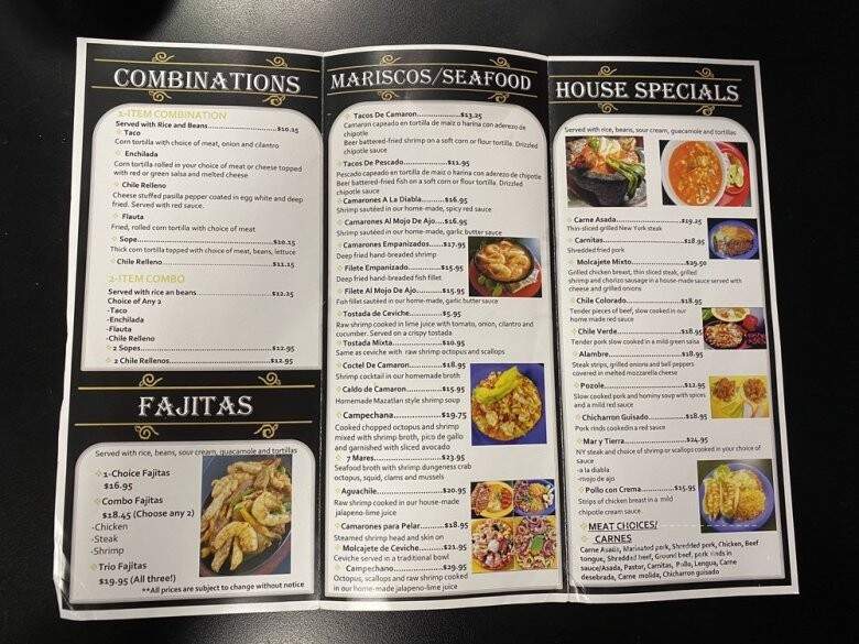 El Tesoro Mazatlan - Vallejo, CA menu_pic