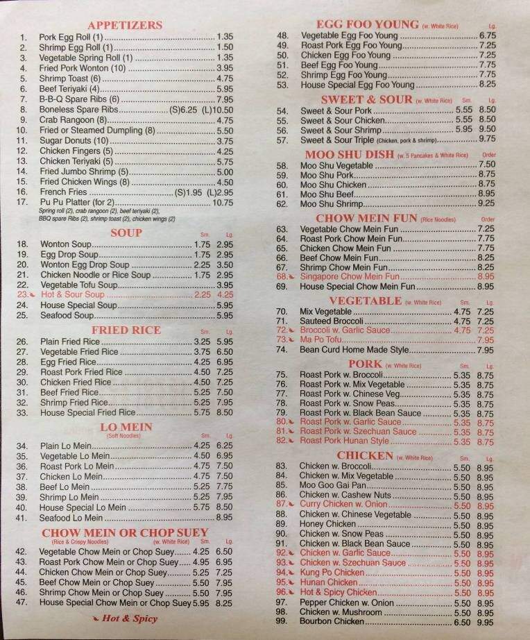 Shanghai Chinese Restaurant - Dallas, PA menu_pic