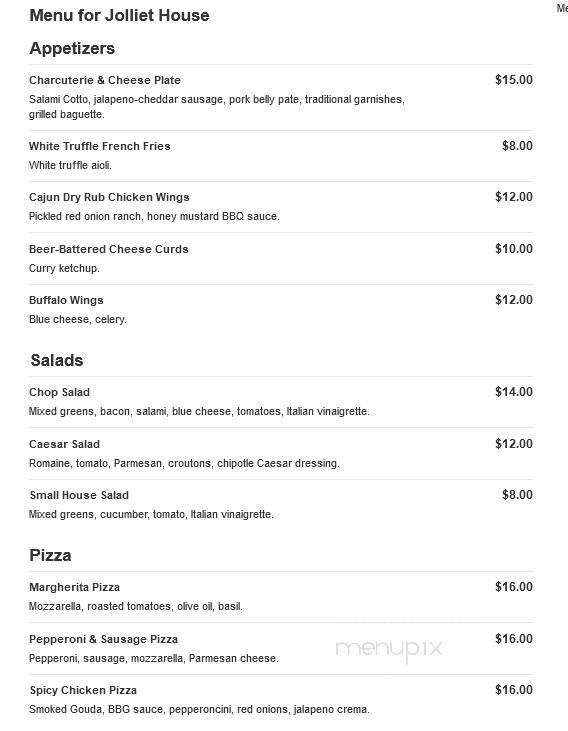Jolliet House - Minneapolis, MN menu_pic