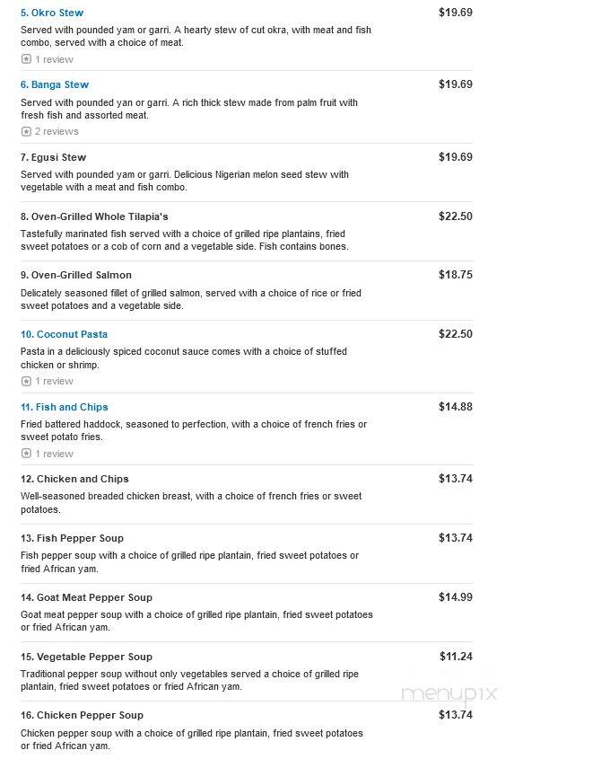 Obosa Restaurant - Roslindale, MA menu_pic