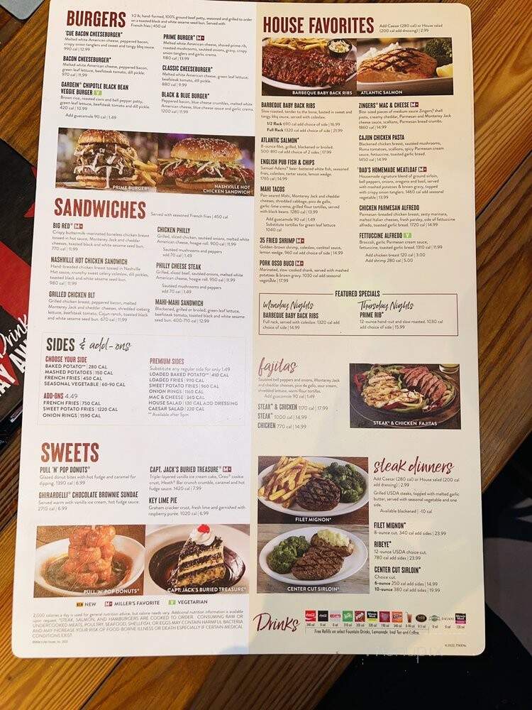 Miller's Ale House - Kennesaw, GA menu_pic