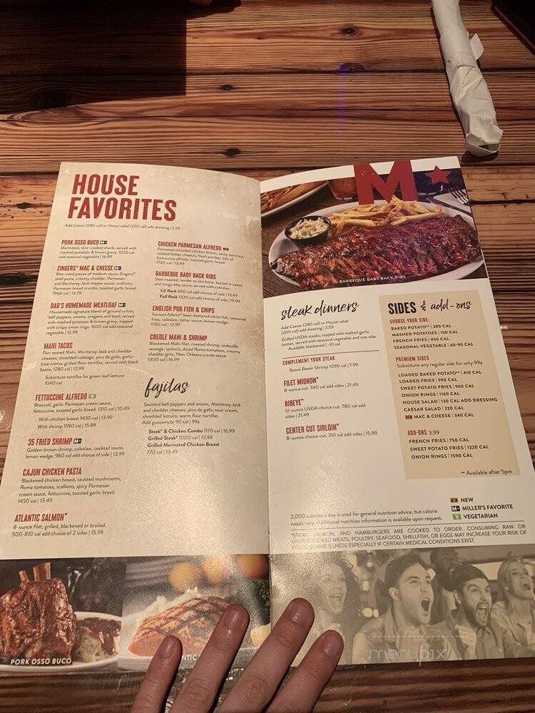 Miller's Ale House - Kennesaw, GA menu_pic