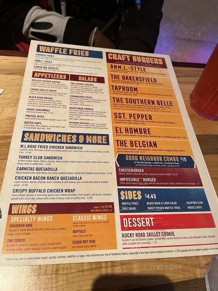 M.L.Rose Craft Beer & Burgers - Mt. Juliet, TN menu_pic