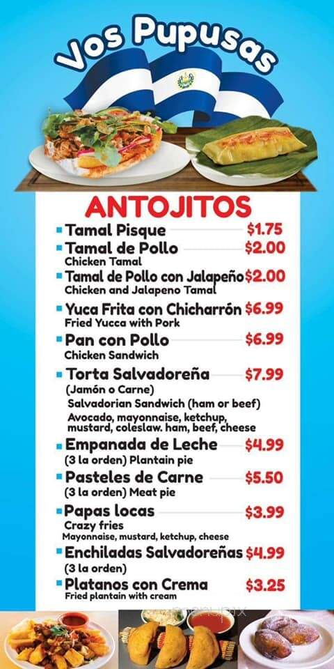 Vos Pupusas - Lancaster, CA menu_pic