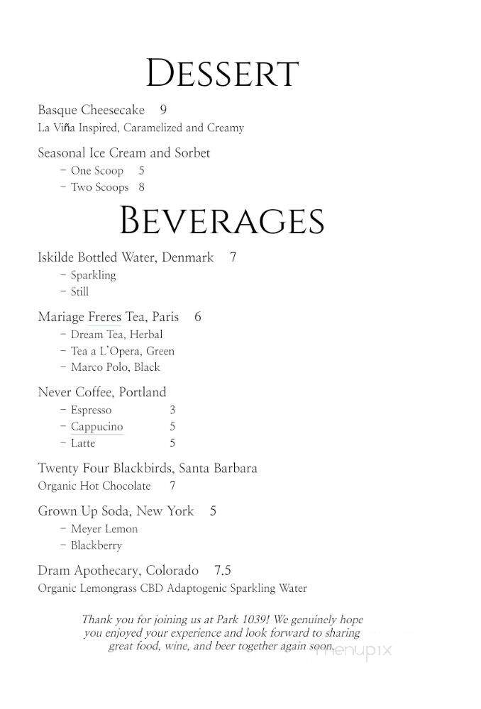 Park 1039 - San Luis Obispo, CA menu_pic