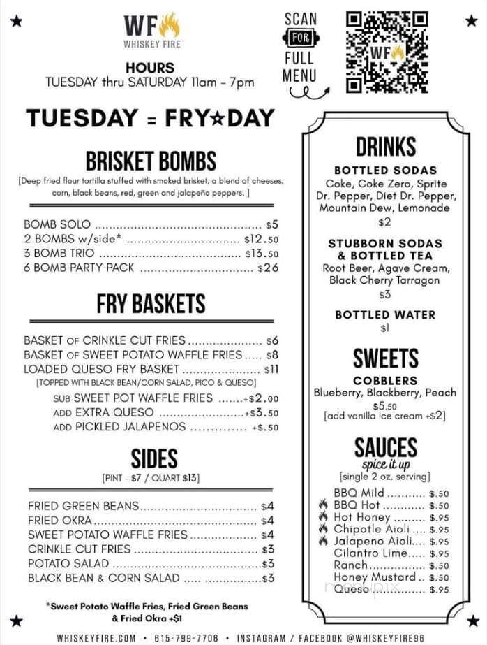 Whiskey Fire - Fairview, TN menu_pic