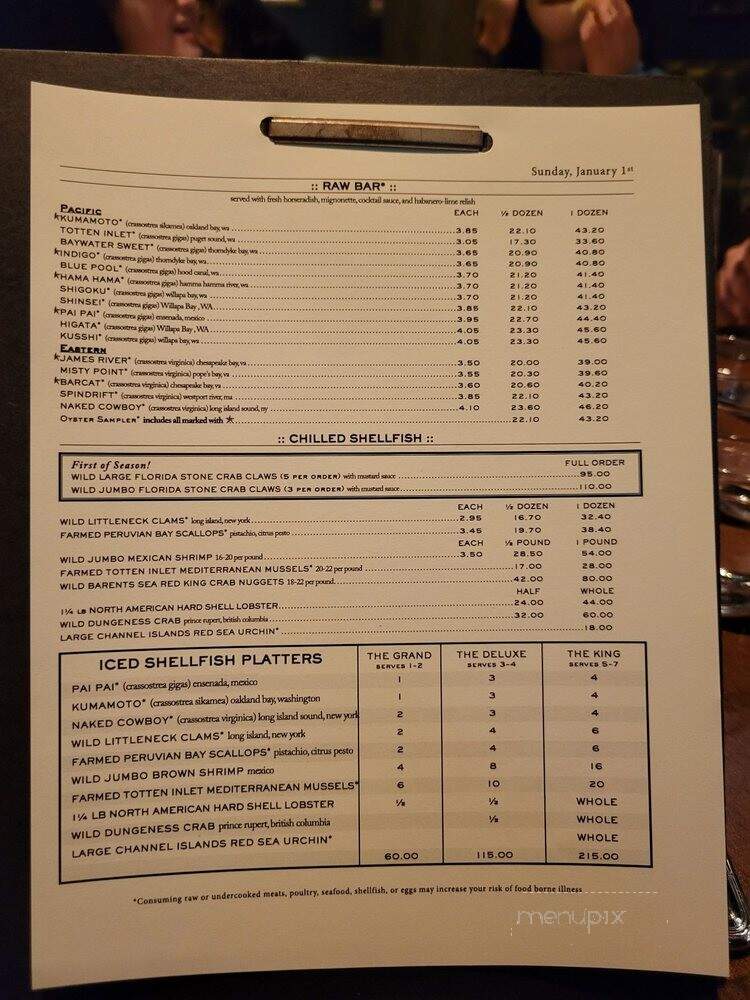 Water Grill Bellevue - Bellevue, WA menu_pic