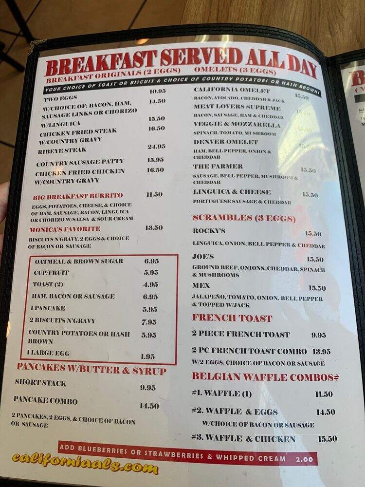 California Al's Restaurant - Lodi, CA menu_pic