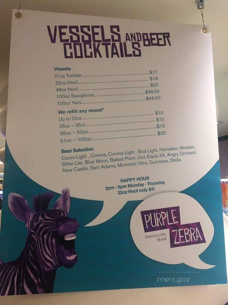 Purple Zebra - Las Vegas, NV menu_pic