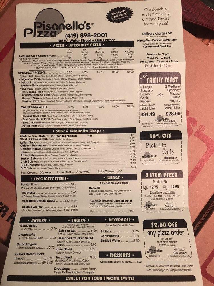 Pisanello's Pizza - Oak Harbor, OH menu_pic
