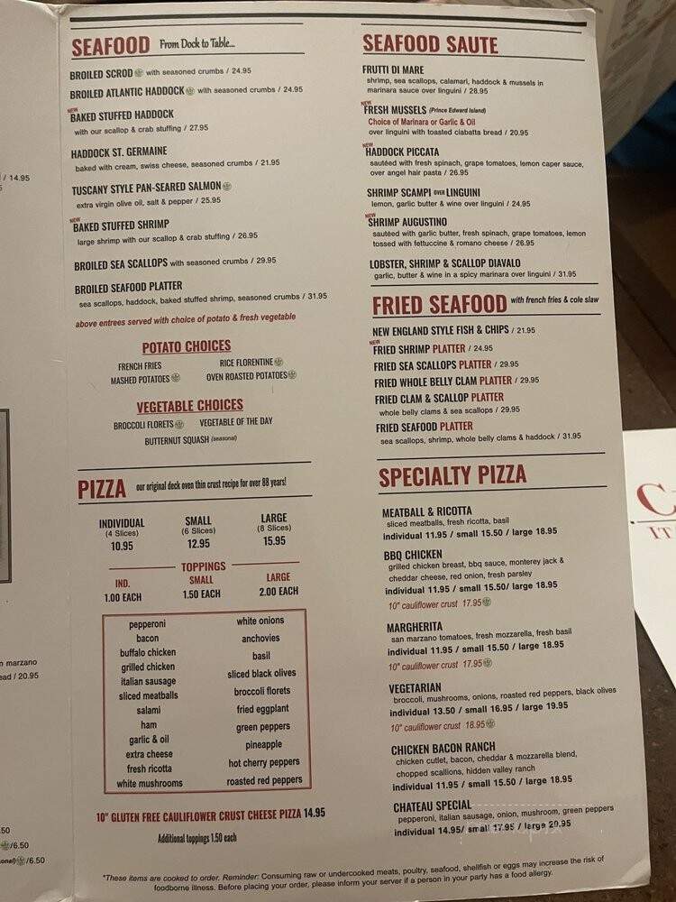 Chateau Restaurant - Braintree, MA menu_pic