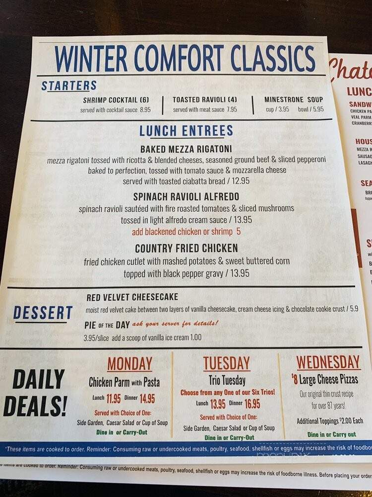 Chateau Restaurant - Braintree, MA menu_pic
