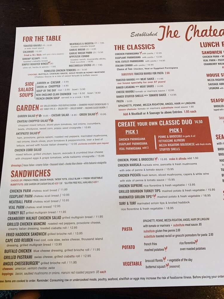 Chateau Restaurant - Braintree, MA menu_pic