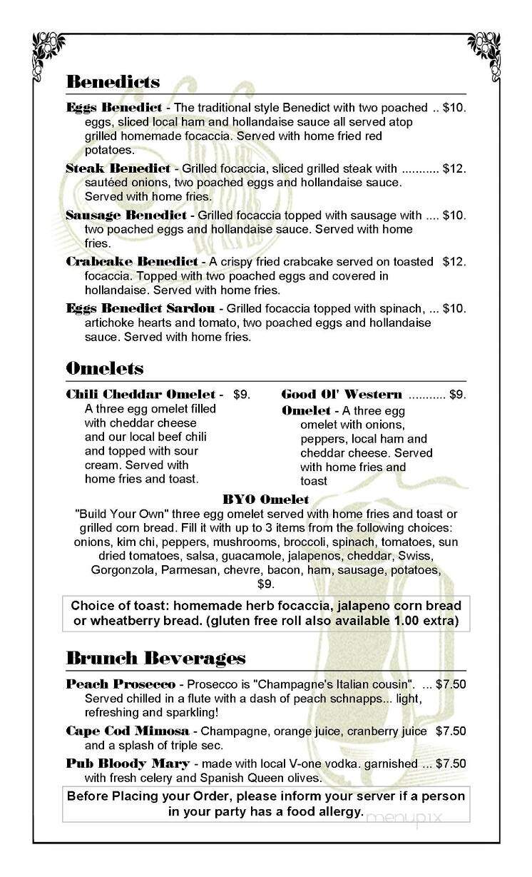 West End Pub - Shelburne Falls, MA menu_pic