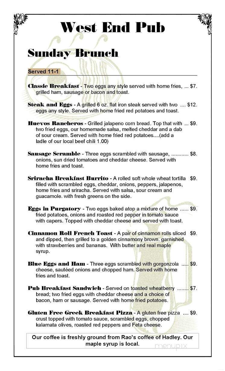 West End Pub - Shelburne Falls, MA menu_pic